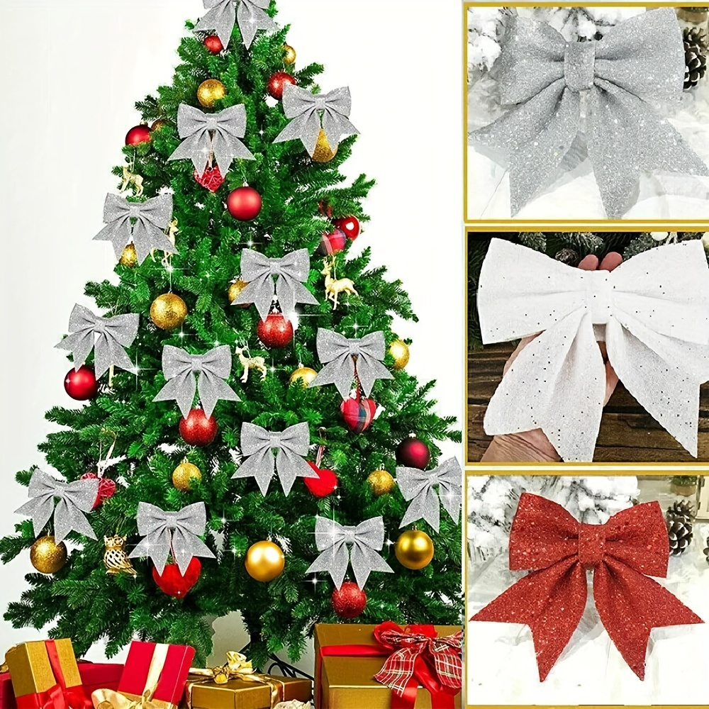 

Lot de 4 Grands Nœuds pour Sapin de Noël - Ruban en Polyester, Adapté pour Décorations de Fêtes, Cadeaux de Fête et Couronnes