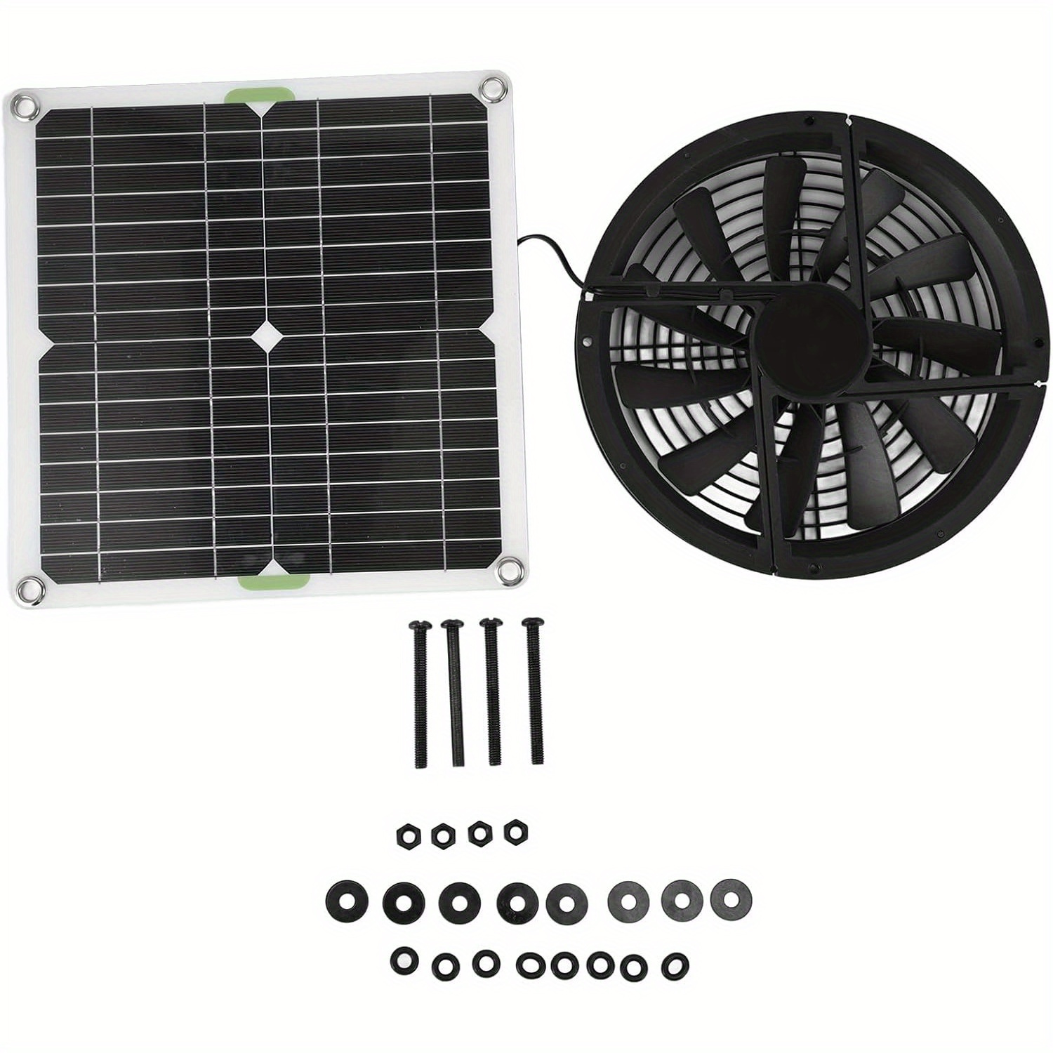TEMU Solar Panel Fan Kit, Solar Power Fan, 10in 100w Solar Powered Fan With Solar Panel, Solar Panel Wall Mount Solar Fan For Chicken Coop, Dog Houses, Greenhouses, Rv Roof