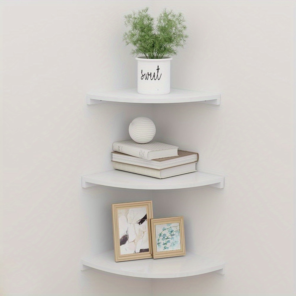 TEMU Corner Shelf Set 3pcs Floating Wall Shelves Made Of Solid Pine Wood Floating Shelves Wall Mount Rustic Design For Bedroom Room And Bathroom