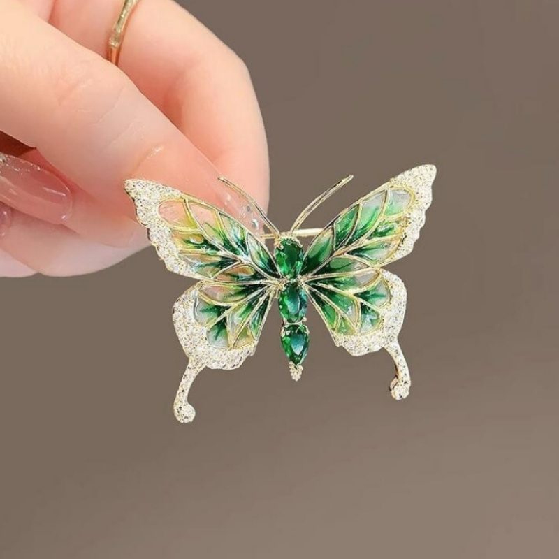 

1pc Emerald Brooch, Temperament Accessories, Small - Neckline Accessories, Accessories