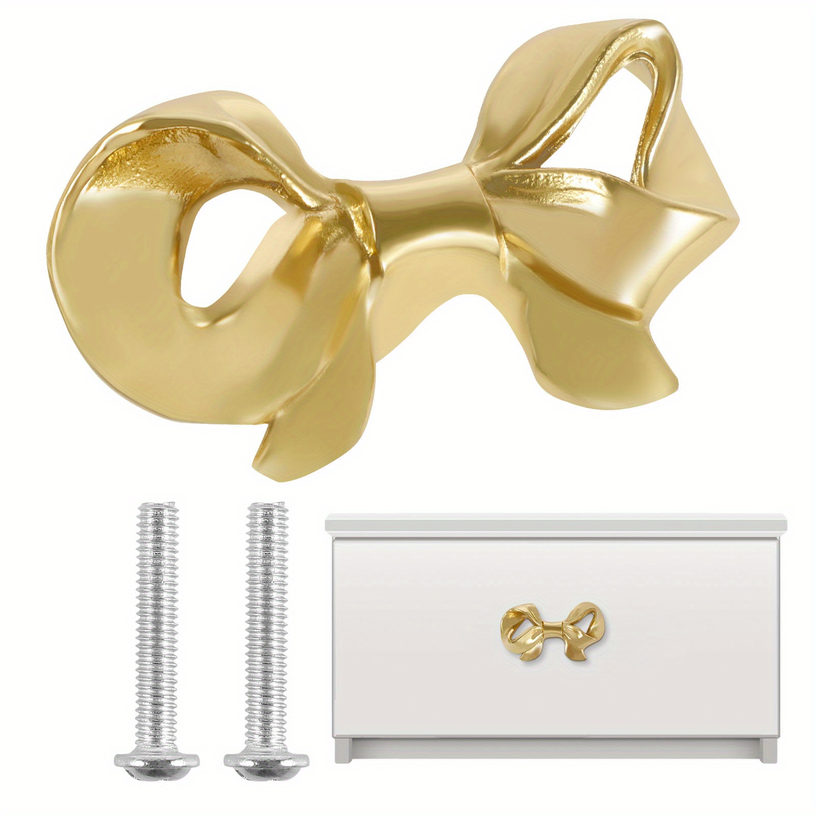 

2pcs Brass Bow Knobs - Decorative Drawer Pulls For , Rustproof & , For Cabinets, , And Wardrobes