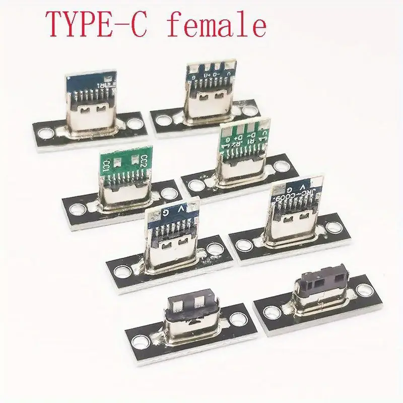 1-  piezas conector usb tipo c hembra con placa de fijación tornillo - 2pines   5pines 6pines carcasa     para tv, audio y electrónica   y auto detalles 0