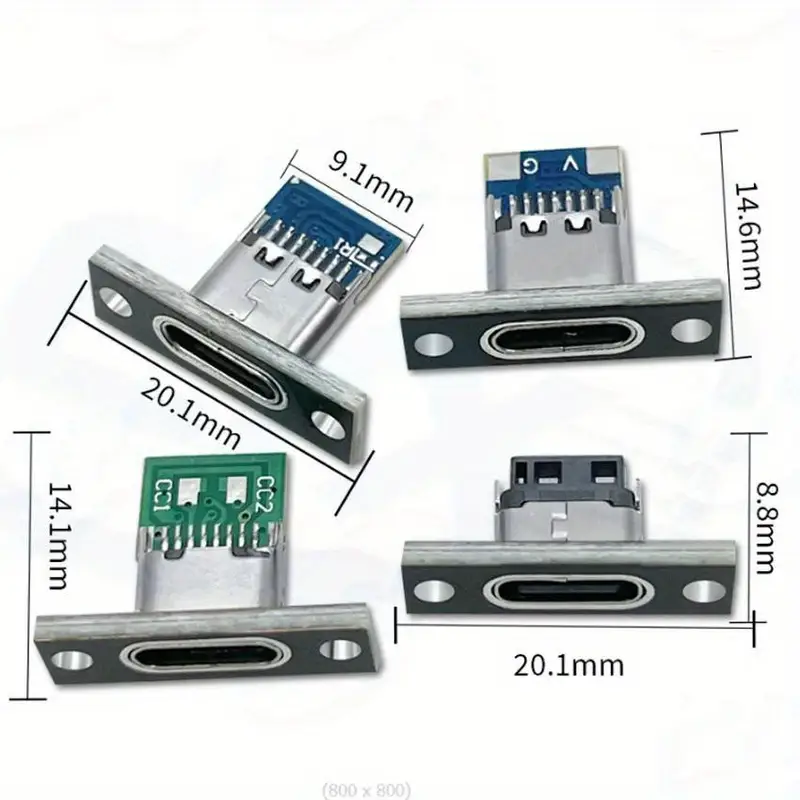 1-  piezas conector usb tipo c hembra con placa de fijación tornillo - 2pines   5pines 6pines carcasa     para tv, audio y electrónica   y auto detalles 5