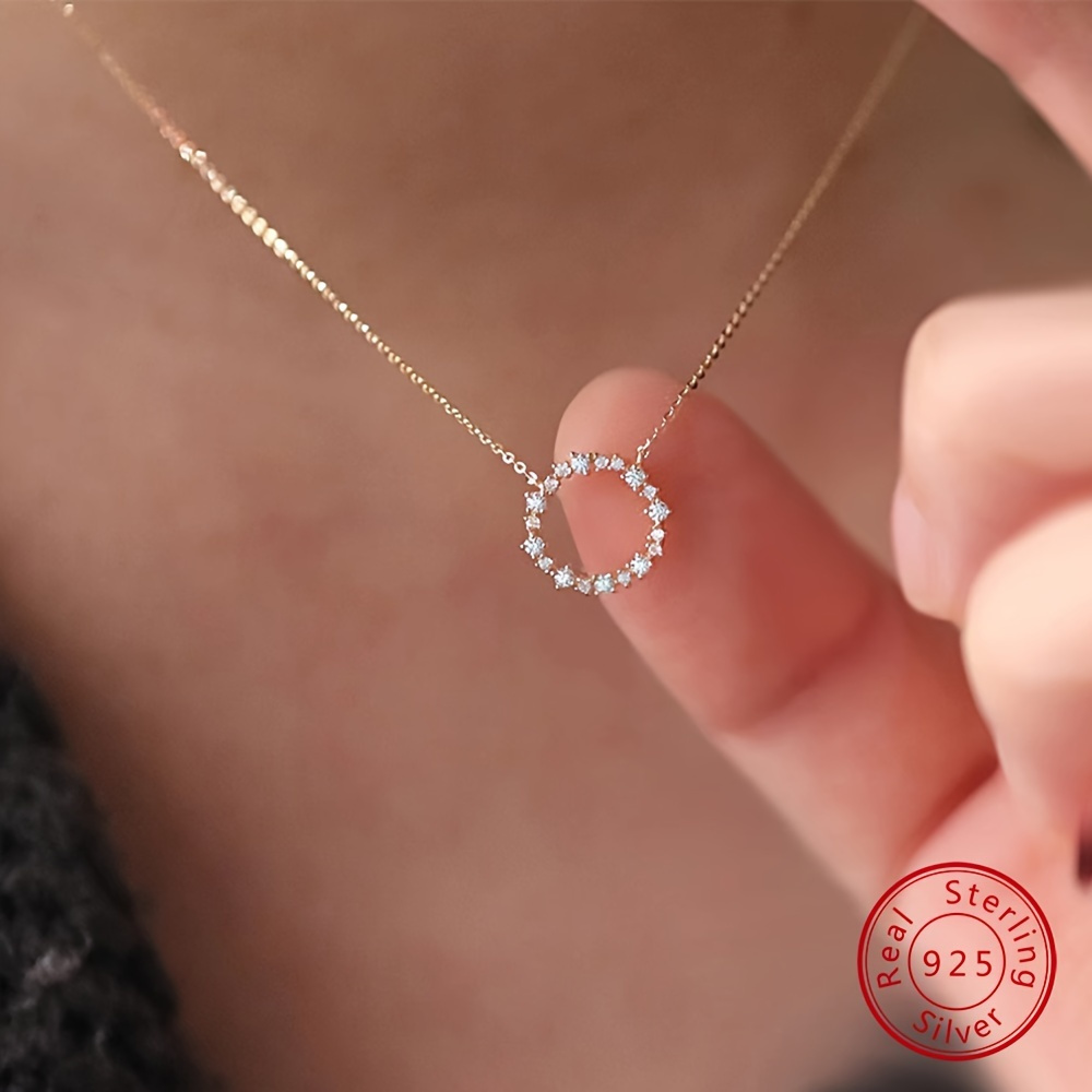 

Simple 925 Round Ring Pendant Chain For Women, Girlfriend Valentine's Day Gift