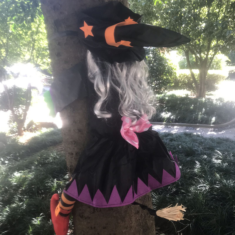 Image of Halloween Decoration Witch Scary Hanging Prop Vivid Tool For Outdoor Indoor, Halloween Crashed Witch Decoration, Chambray Hanging Outdoor Witch Prop For Decor