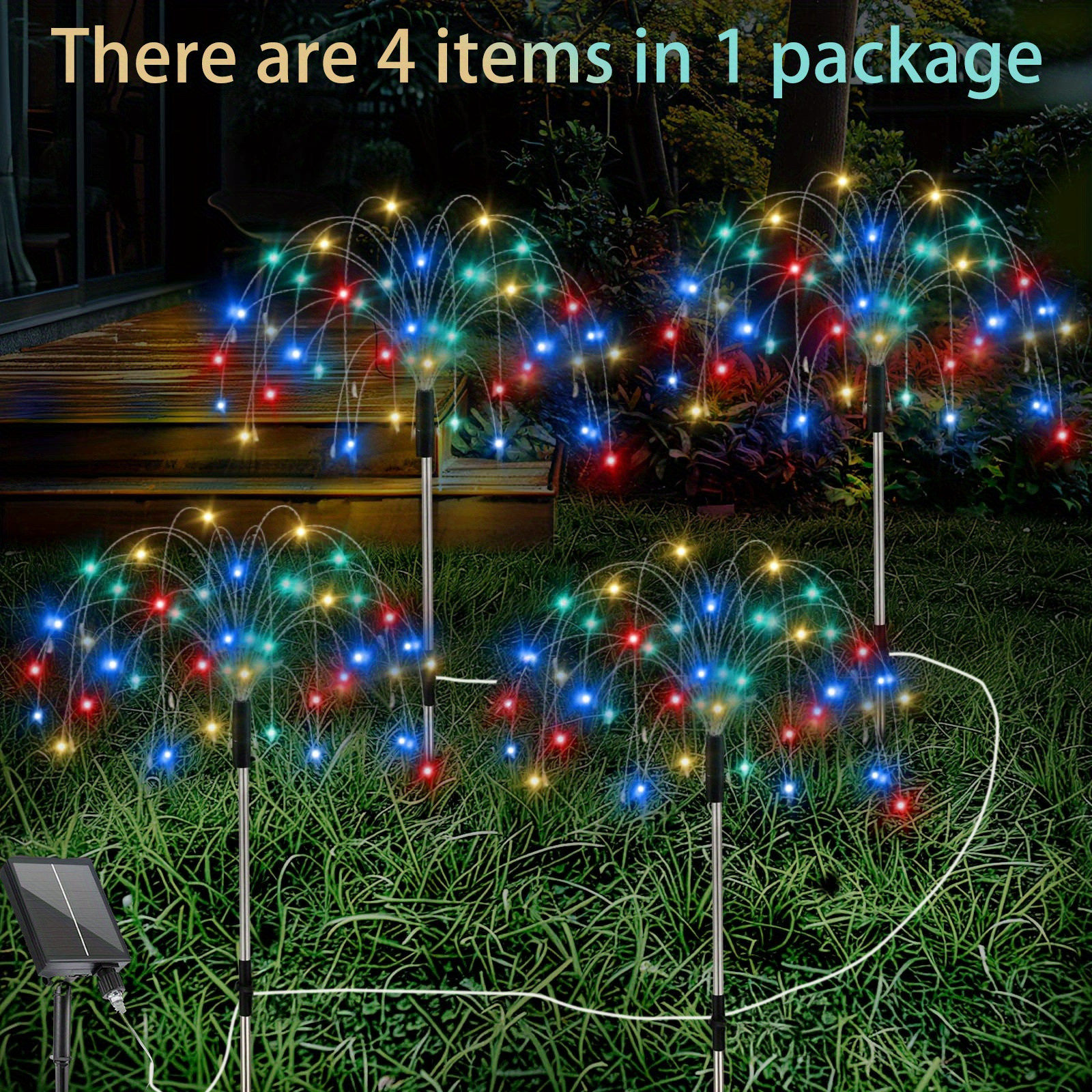 

Solar Garden Christmas Lights, 320/ 60led Solar Lights With 8 Lighting , Ip65 Waterproof Starburst Solar Halloween Lights Outdoor For Yard Porch Patio Backyard Decor Present, 4/ 1 Pack