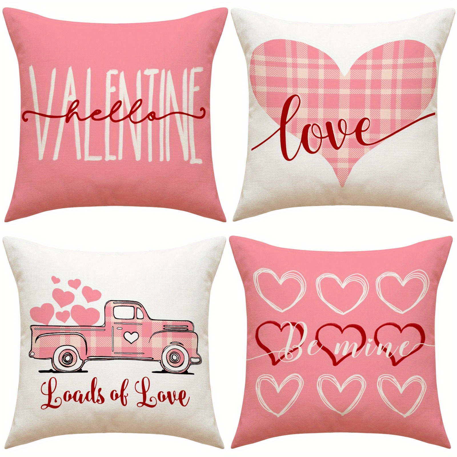 

4pcs, Valentine's Day Cushion Cover, Polyester Cushion Cover, Pillow Cover, Room Decor, Bedroom Decor, Collectible Buildings Accessories (cushion Is Not Included)