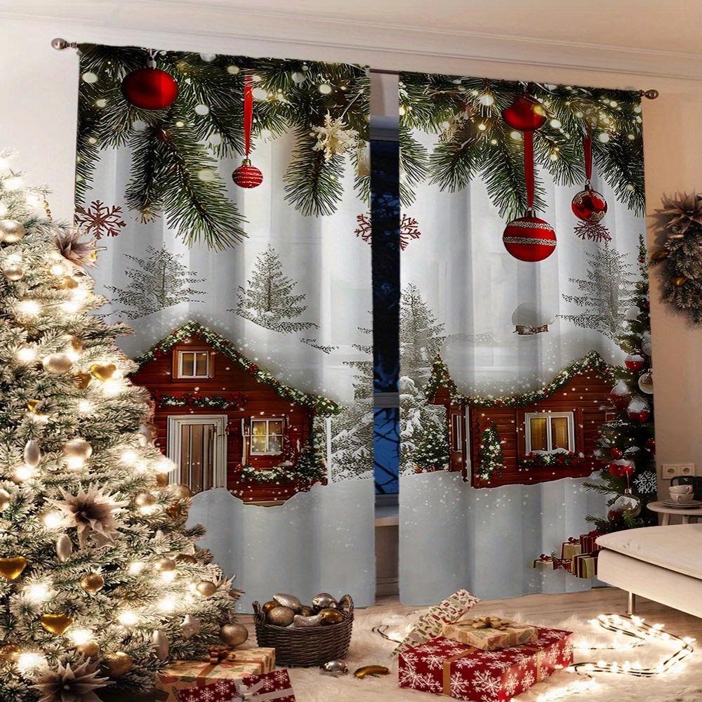 

2pcs Polyester Curtains For , , , - Decorations Accessories, Christmas