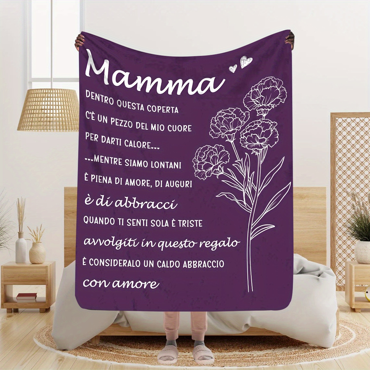 

Italian Personalized Printed Fleece Blanket For Mom, Flannel, , , , , 200-250g, , , No Embellishments, For , ,