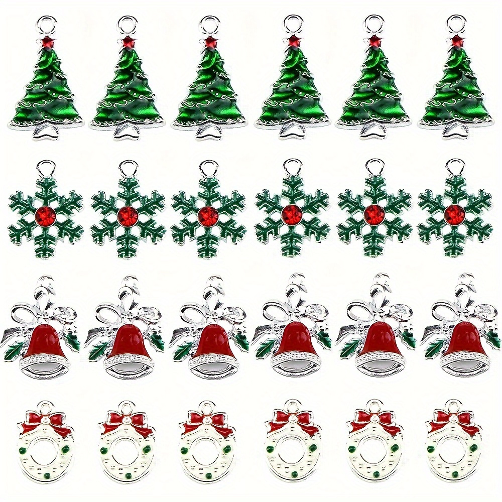 TEMU 24pcs Christmas Set, Snowflake & Bell Charms For Making