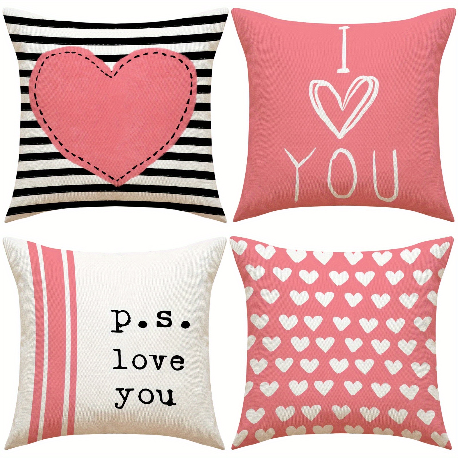 

4pcs Hot 's Day Pillowcase Car Decorative Sofa Printed Pattern Polyester And For Decoration