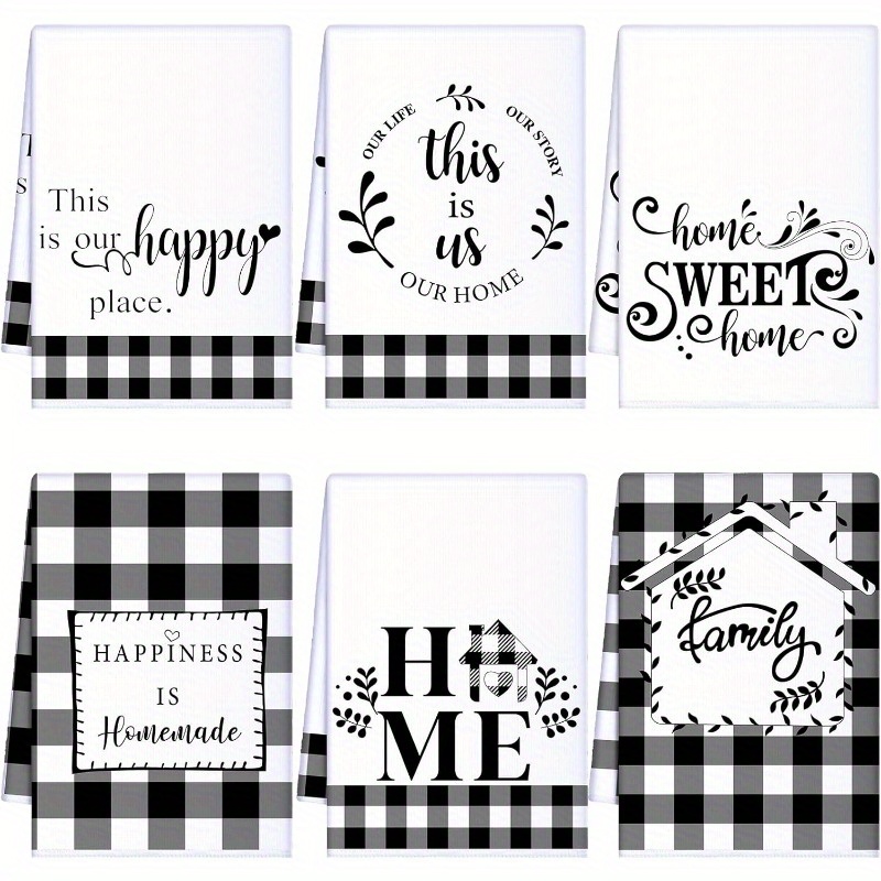 

6pcs 18x26 Inches Simple Towels Black And White Letter Pattern Hand Towels Be Used As Decoration Hand Towels Party Decorations Christmas Giftshand Towel