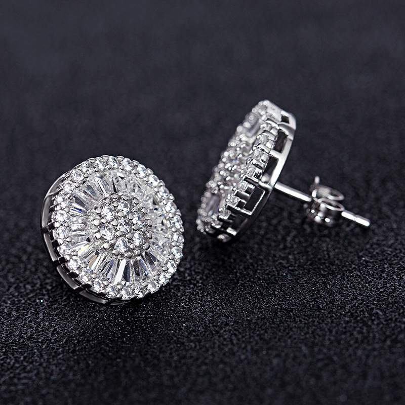 TEMU Boucle d'Oreille Clou en Blanche Éblouissante - Bijoux de Luxe Hypoallergéniques pour Femmes - Style Élégant Intemporel avec Fermeture Sécurisée