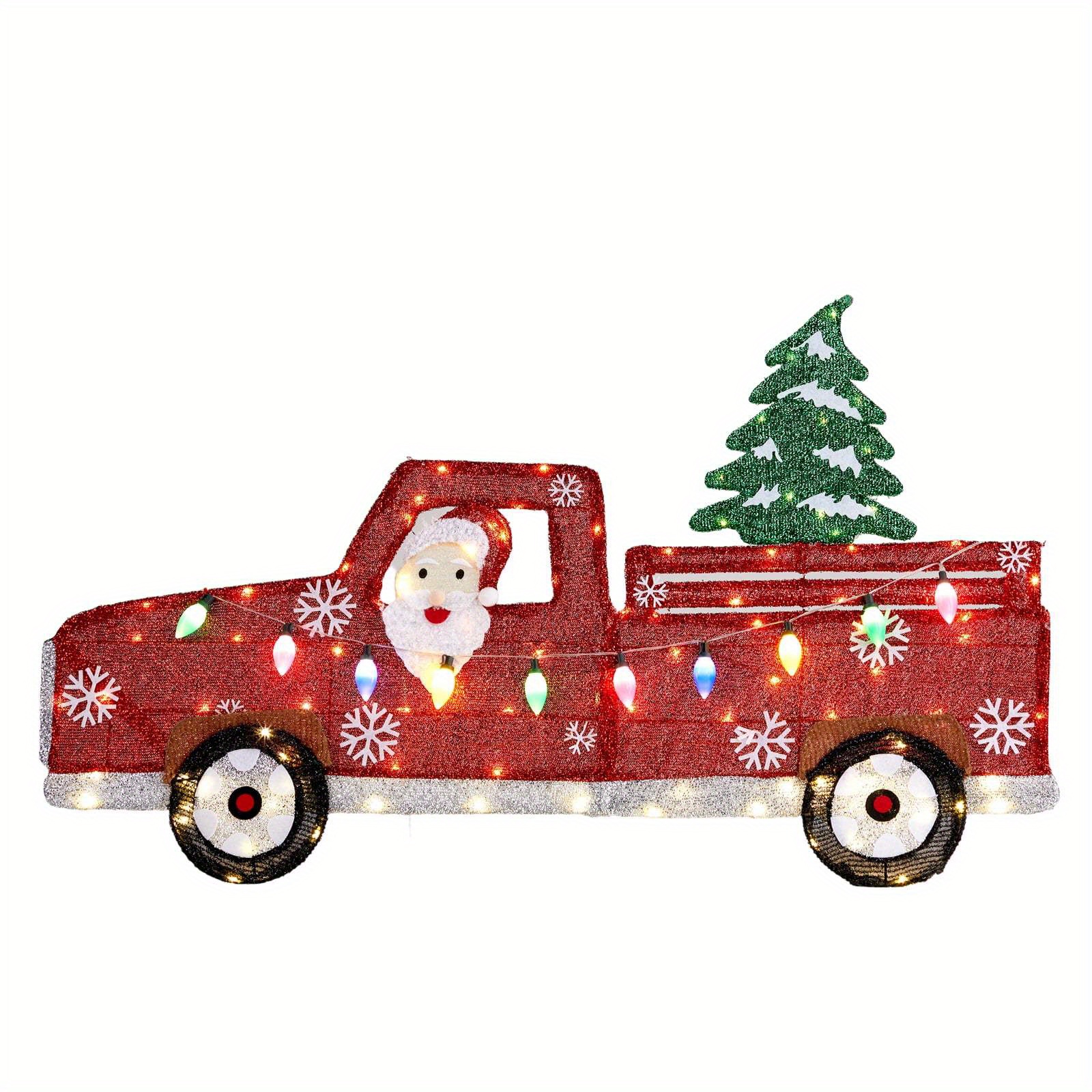 

1pc Christmas Truck Decoration With Santa Claus, Usb Powered Led Lights, Freestanding Plastic Holiday Display, ≤36v Operating Voltage, No Feathers - Outdoor Seasonal Decor, Christmas Banner