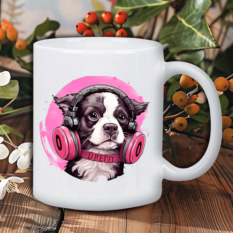 insulated ceramic dog themed coffee mug headphones design Temu