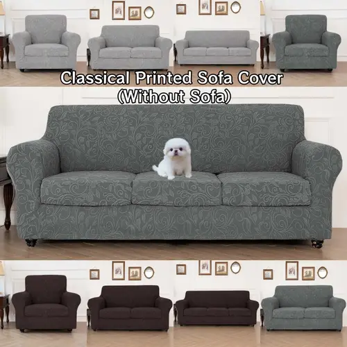 vine floral stretch sofa slipcover with seat cushion cover knitted jacquard non slip resistant detachable universal fit with polyester fabric for home office furniture protector for small to large dogs living room couch cover