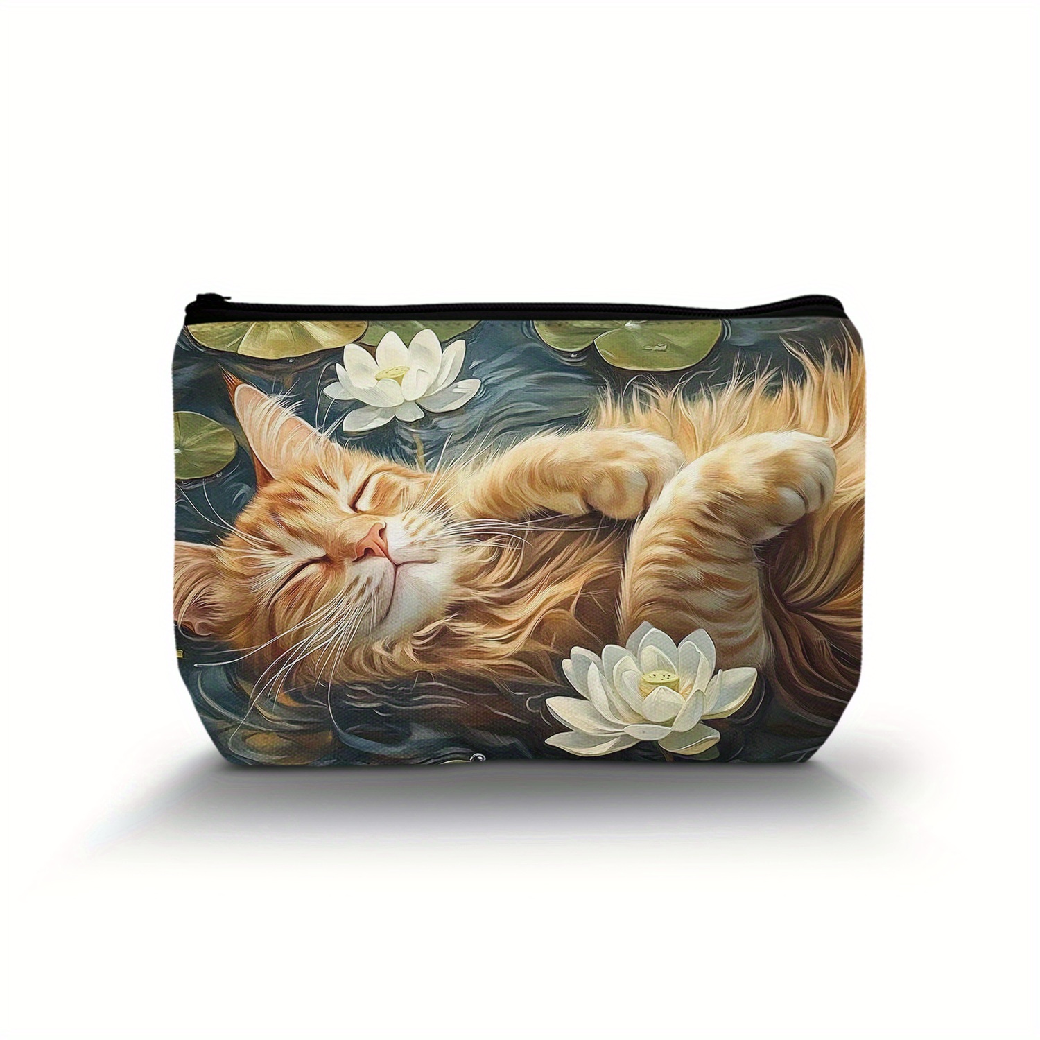 

Trousse à cosmétiques en sur le thème des chats fermeture à glissière, trousse de décontractée lavable les et les des chats - 1 pièce, 8,66 x 5,51 pouces