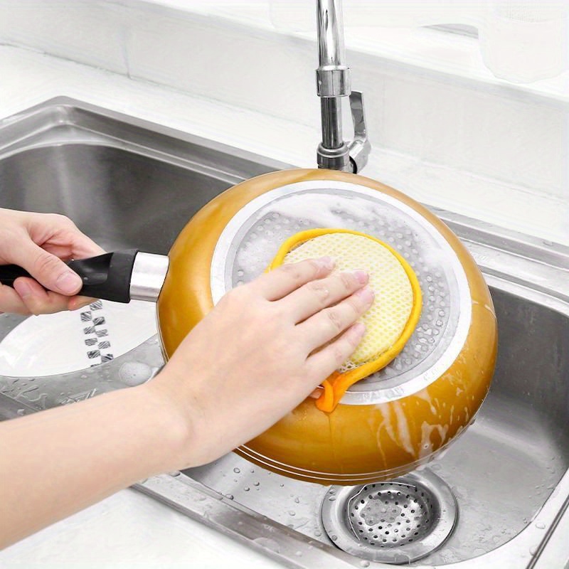 10 12pcs antibacterial kitchen scrub sponge set reusable and washable non scratch cleaning pads multipurpose dishwashing brushes with no electricity or battery needed for home use details 1