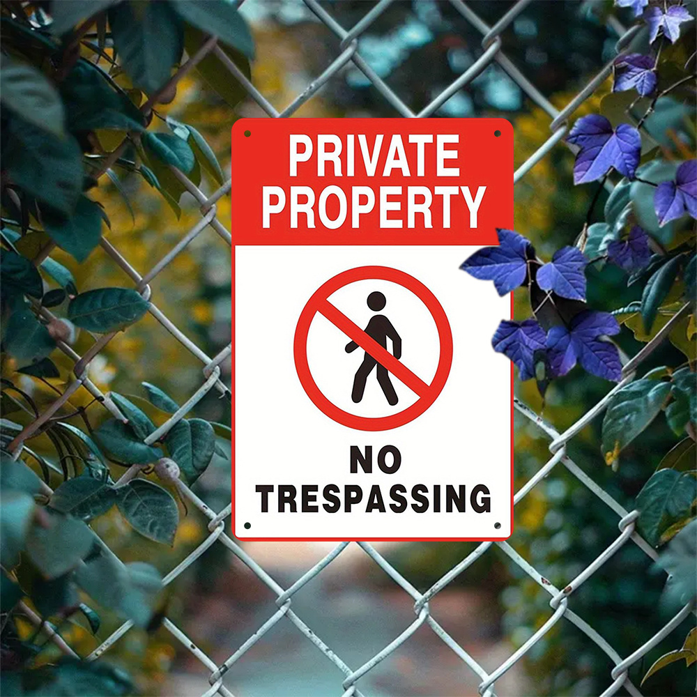 2d flat 2d flat vintage private property metal sign 7 87x11 8 inch red white no trespassing warning ideal for home   cafe decor humorous wall art for parties gifts metal outdoor decor