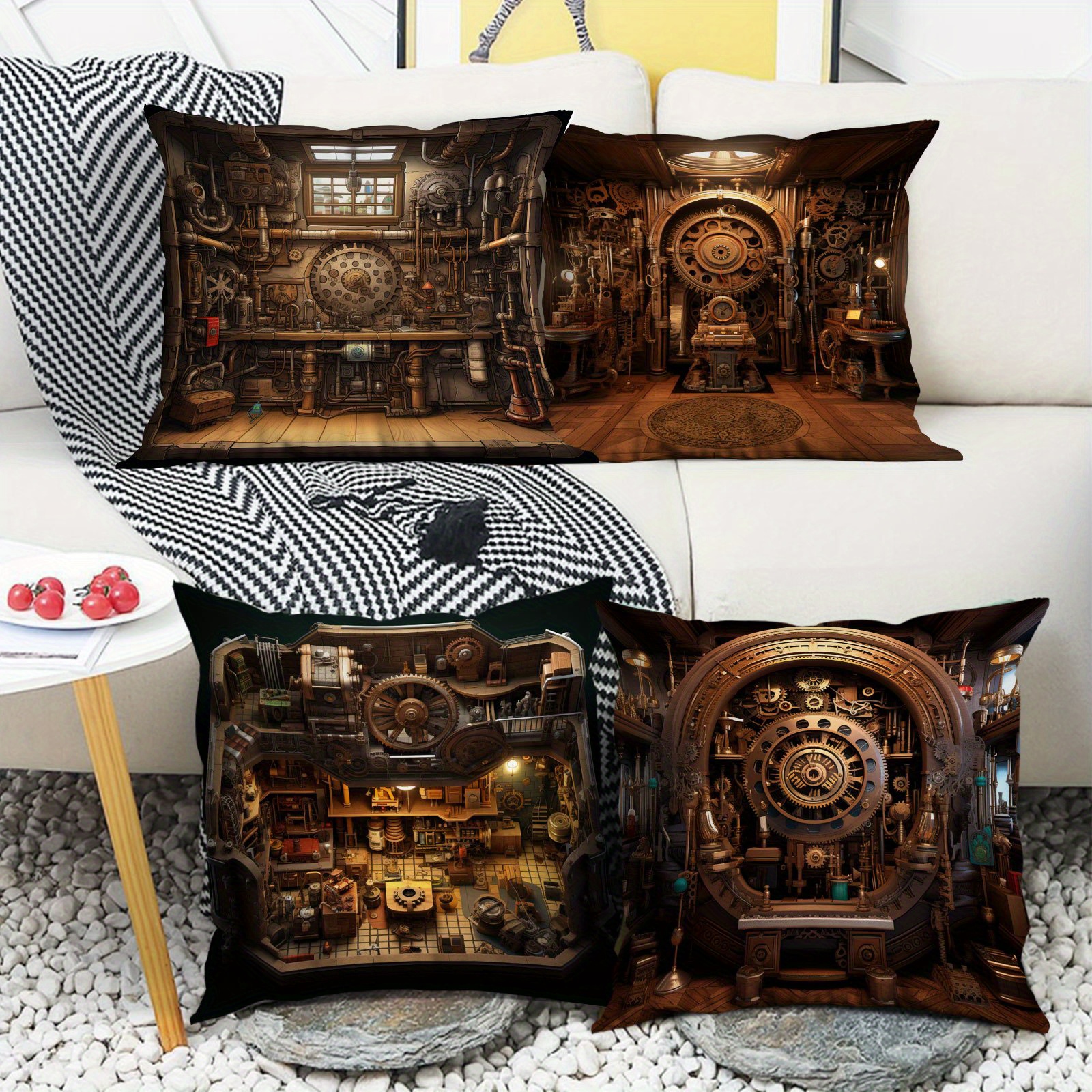 

4pcs Mechanical , , , , Zippered, Washable, For , Bedroom, , Car, Sofa, And Decor