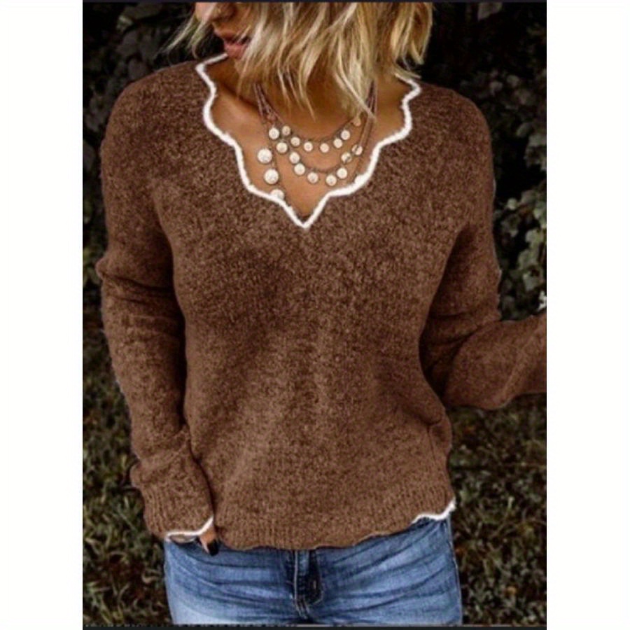 

Women Knitted , V- , Long Sleeve