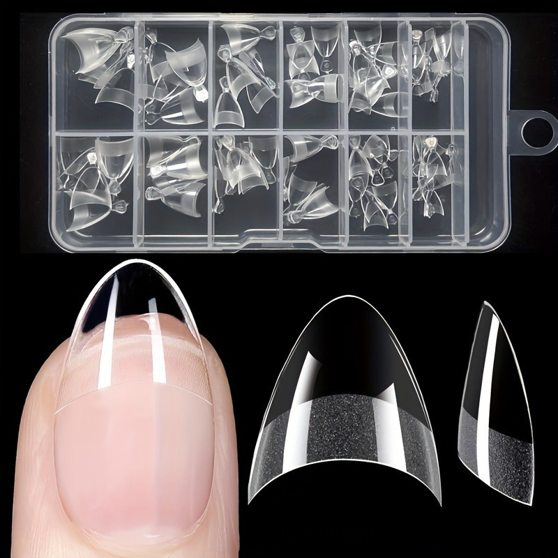 E-shop 120 Stück Halbdeckende Mandelform-Kunstnägel – Matte, Vorgepolierte Acryl- & Gel-Nagelspitzen, Extra Kurze Mandelform, 12 Größen, Einfache