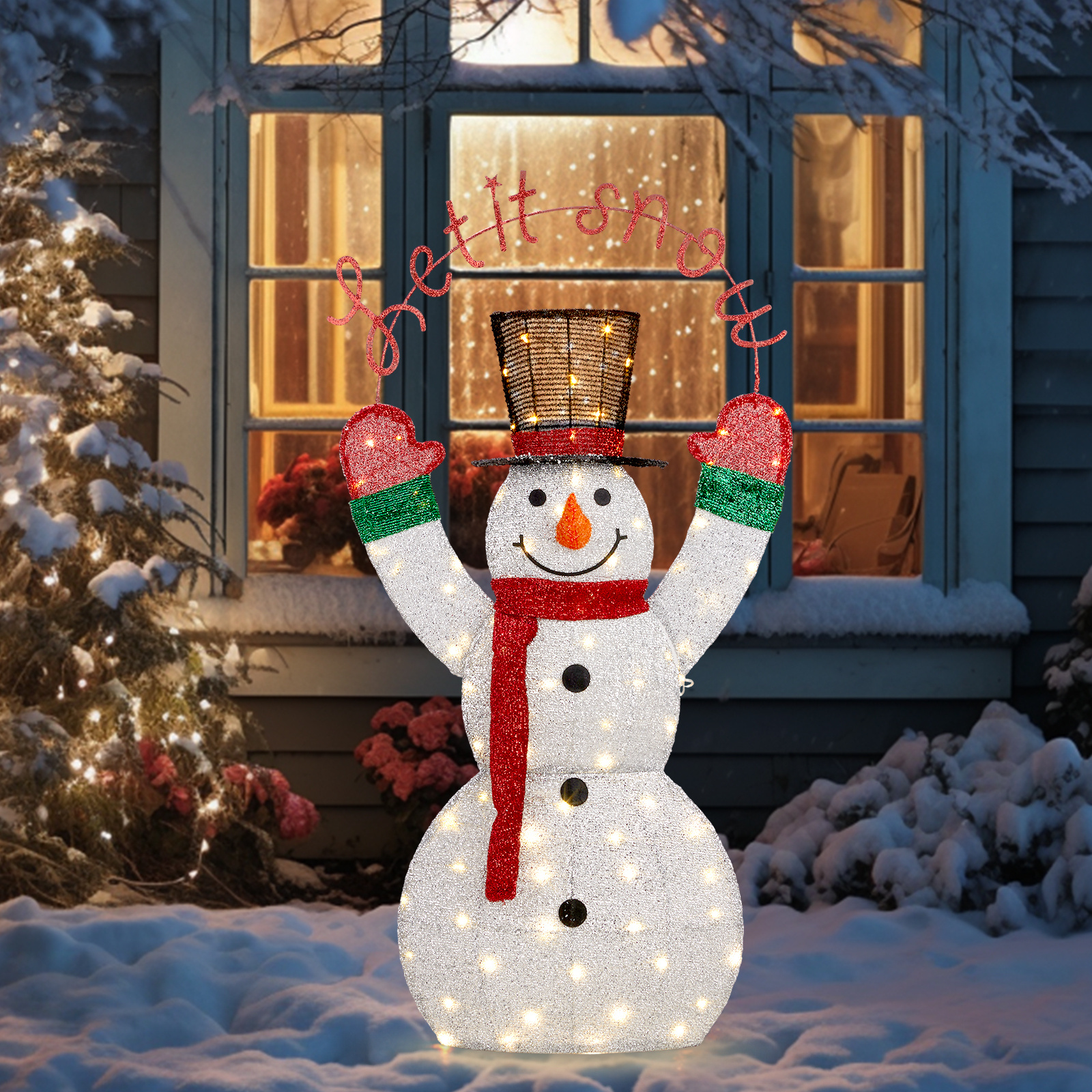 

2d Snowman Christmas Snowman Illuminated By 4ft Led Lights