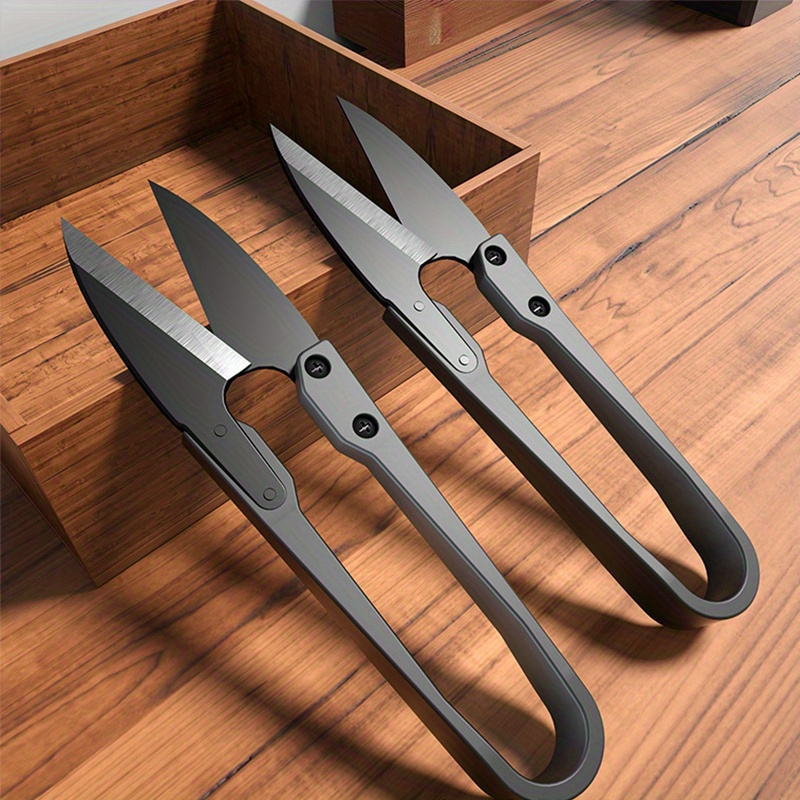 2pcs Carbon Steel U-shaped Small Scissors, Plastic Sewing Additions Thread Head Scissors, Household Office Scissors