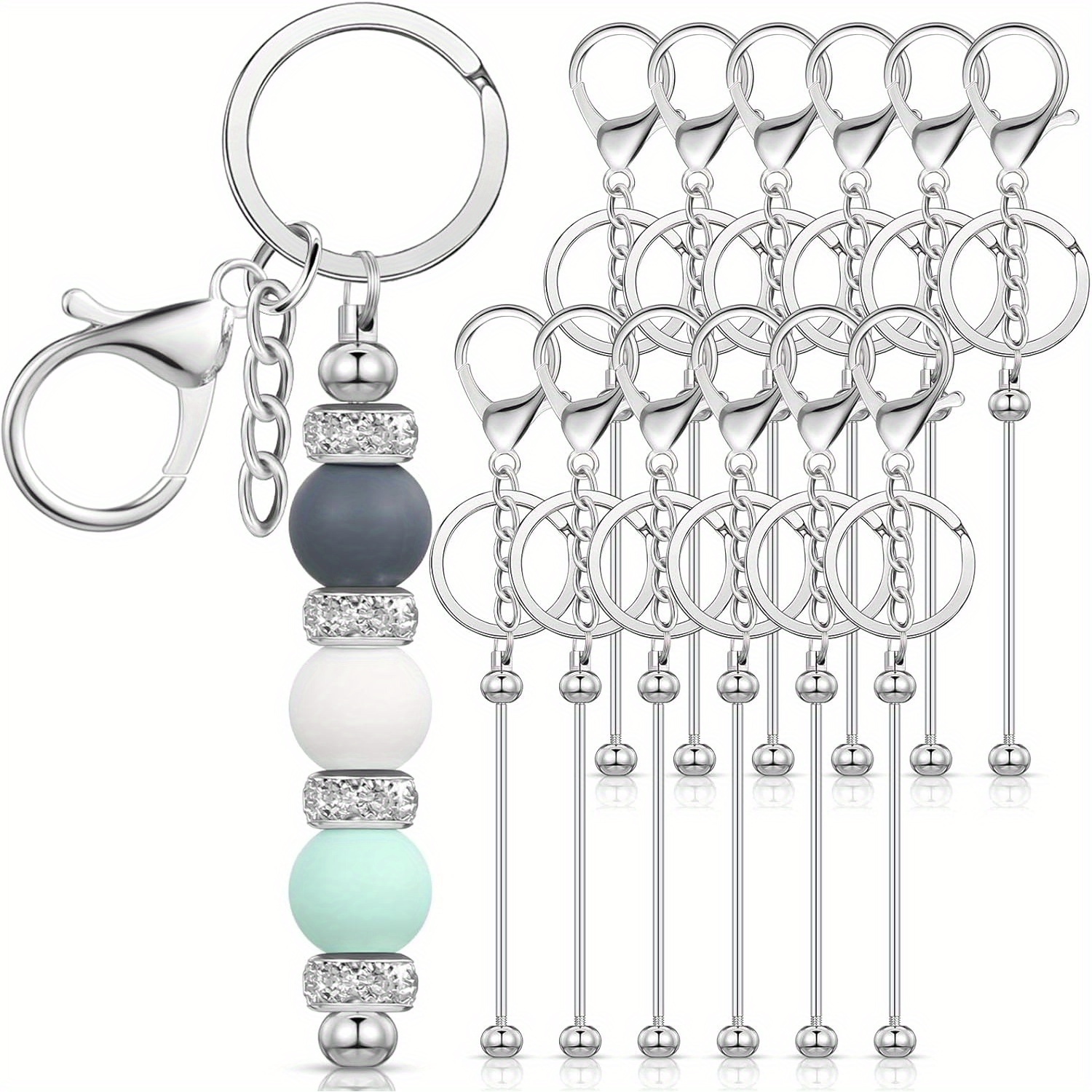 

Blank Metal Keychain For Keychain Diy , 12 Pcs Beadable Keychains For Keychain