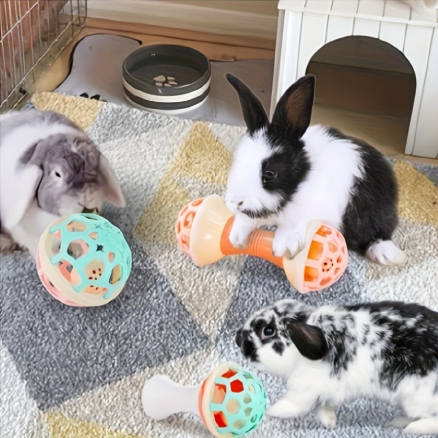 

3pcs Interactive Rabbit Toy Set With - Plastic Playballs For Small Pets, Ideal For Mice, Rabbits, Guinea Pigs & , Bunny Toys, Safe