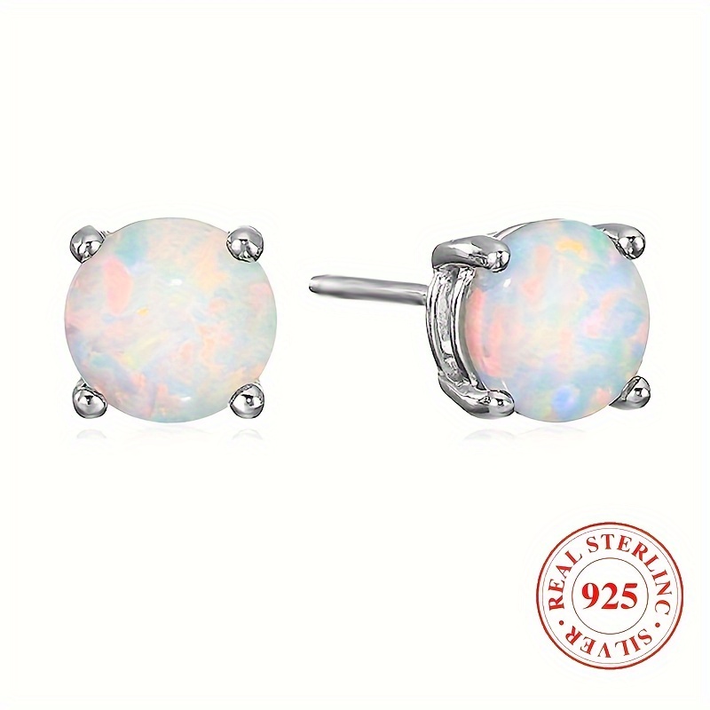 

Sterling 925 Silvery Opal Decor Stud Earrings - Elegant, Luxury, Trendy, Round Design, Hypoallergenic, Nickel-free, , Long-, Perfect Gift For Women, Anniversary, Birthday, Holiday, Or Any Special