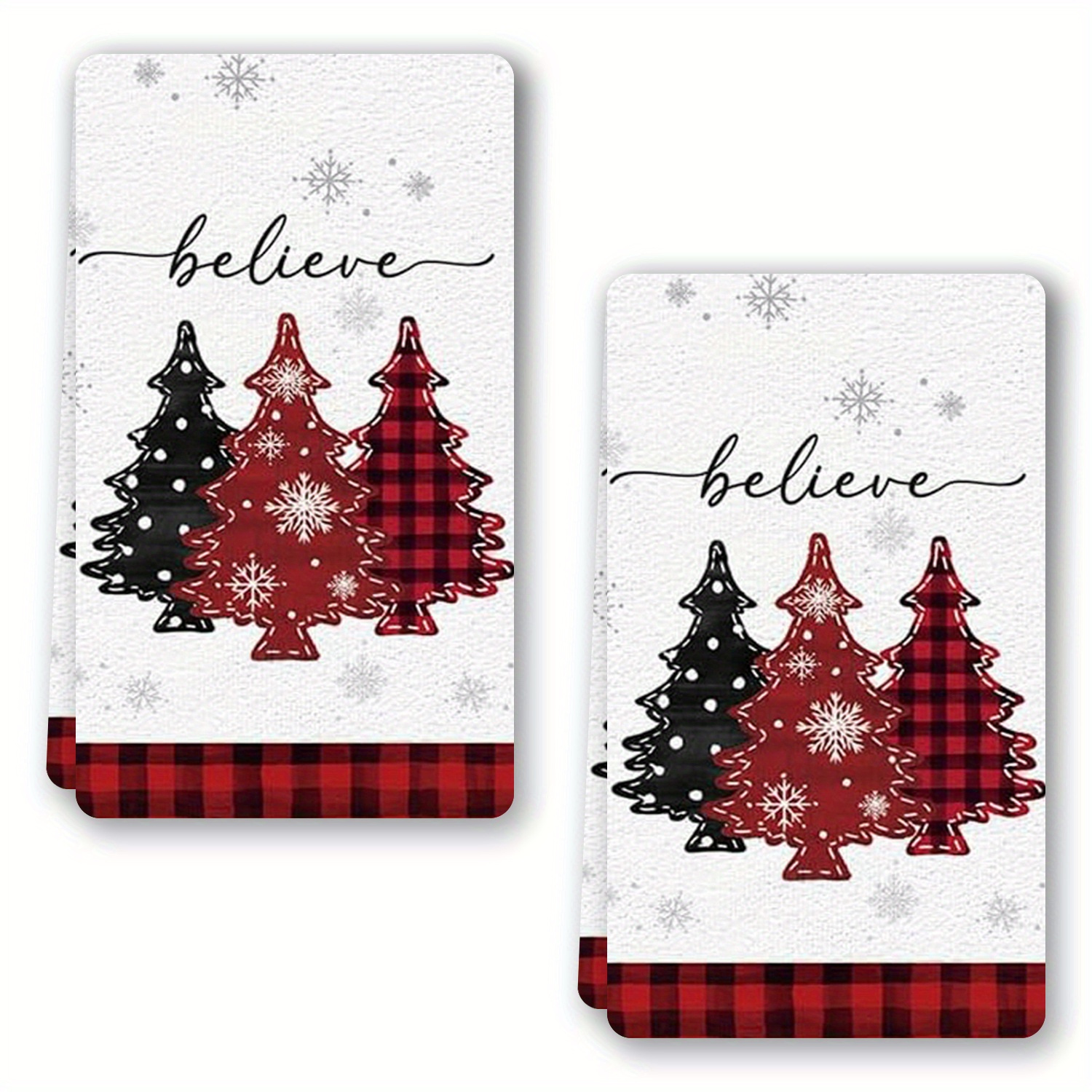 

+1/2/3/4pcs, Christmas Kitchen Towels And Dish Towels, Red Checkered Christmas Tree Decoration 18 X 26 Inch Winter Drying Cloth Tea Towels For Cooking Baking
