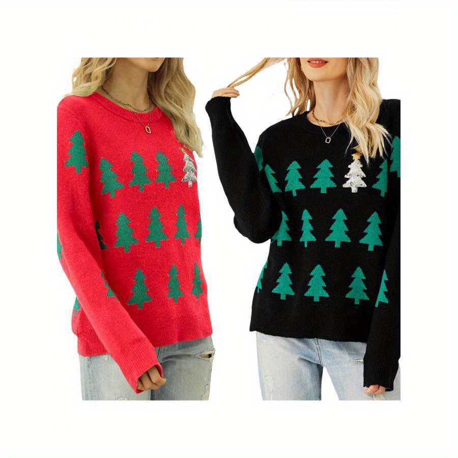 

Women Christmas Christmas Tree Long Sleeve Pullovers Fall Streetwear