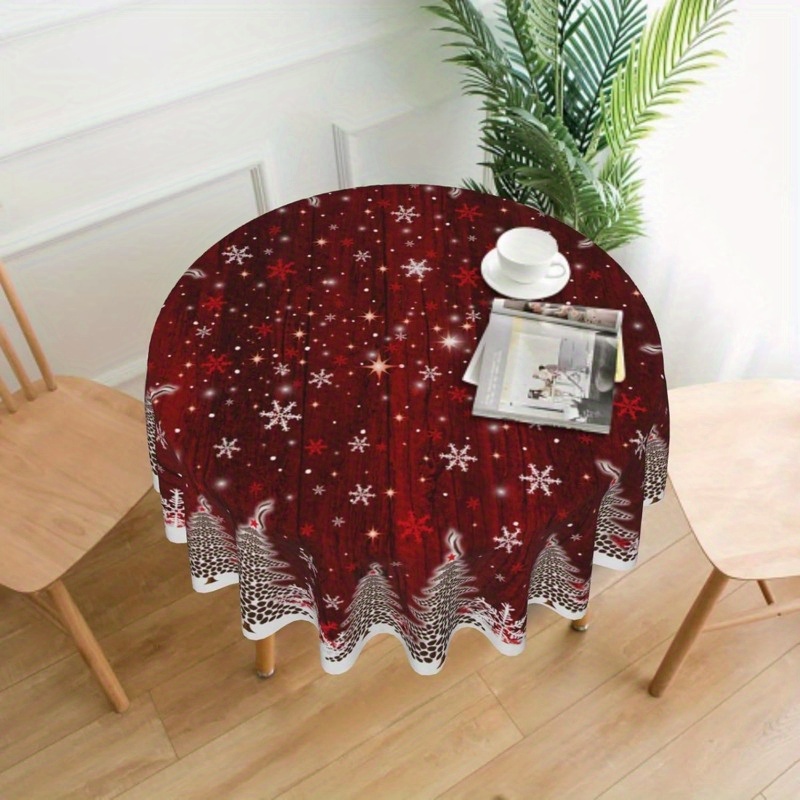 

Merry Christmas & Tree Round Tablecloth - 60" Polyester, Oil-proof & Wrinkle-free, Holiday Dining Decor, Christmas Decor