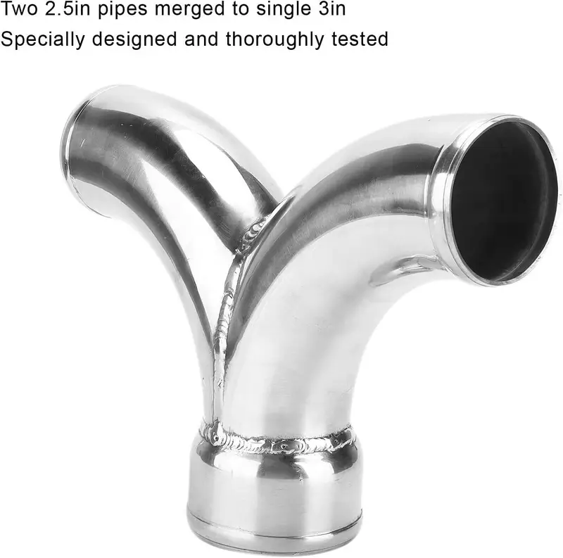 XS-Power 2.5 To 3 Aluminum Y Pipe – Dual Cold Air Intake, Twin Turbo Intercooler Piping, 3in