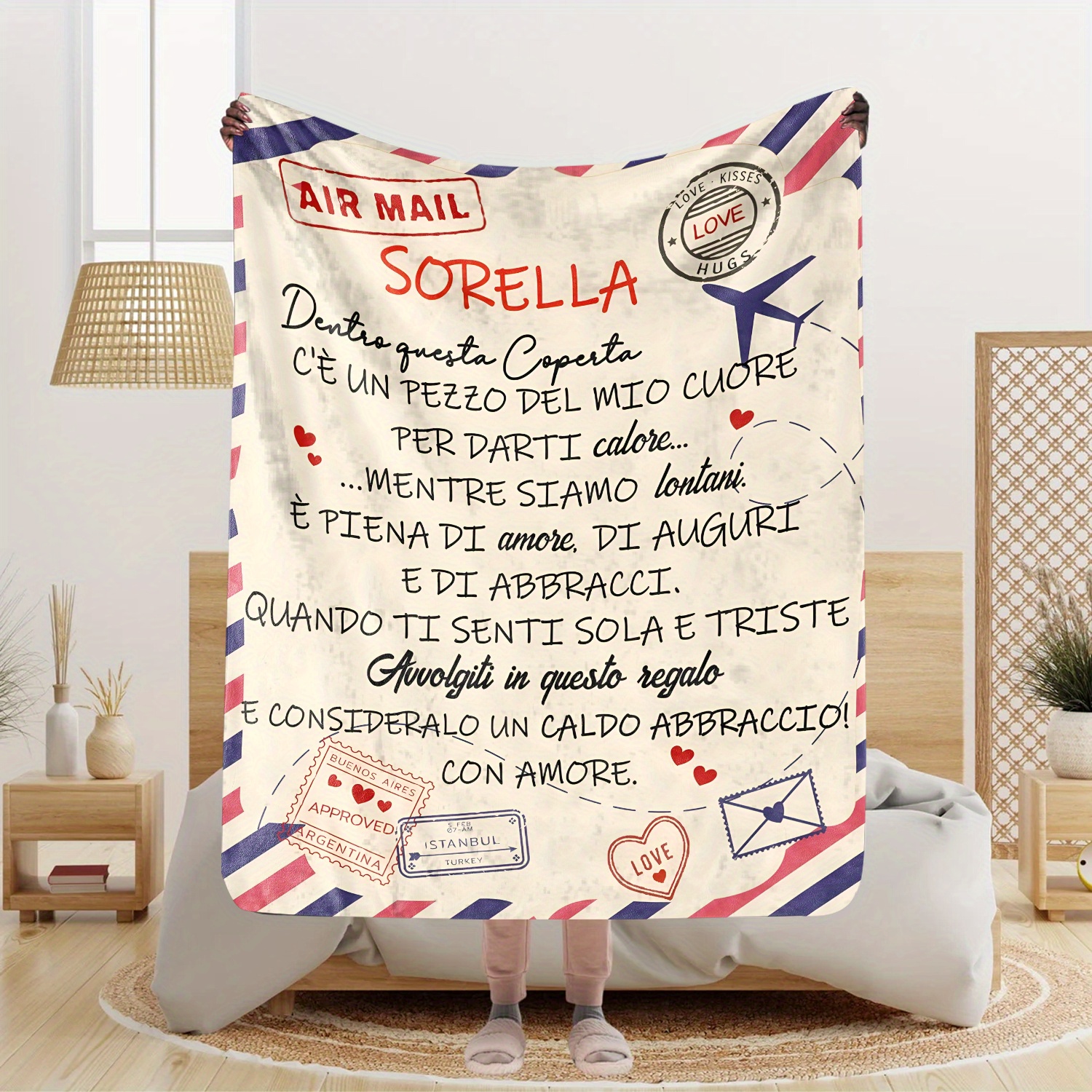 

Flannel Blanket For Sister Personalized Italian , Air , , , , , Occasion – For And