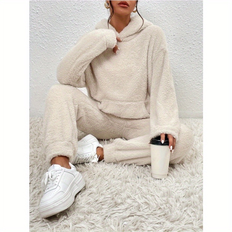 

Two- Set - Long Sleeve Hooded , & Long Length Pants Outfits For Women - , Fleece-lined, -, And Clothing