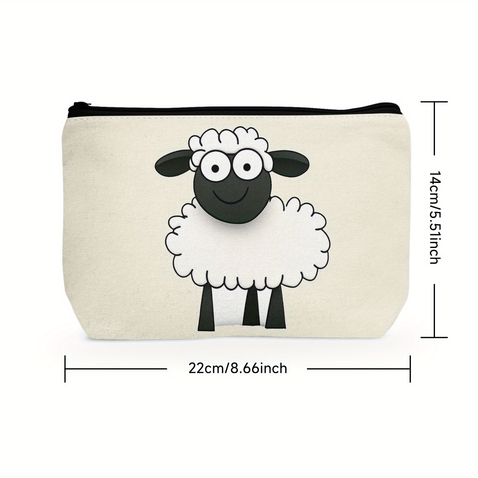 TEMU 1pc Adorable Cosmetic Bag - Lightweight Polyester Makeup Organizer With Zipper, Travel-friendly For Women, Beige 8.66×5.51inch, Makeup Bag