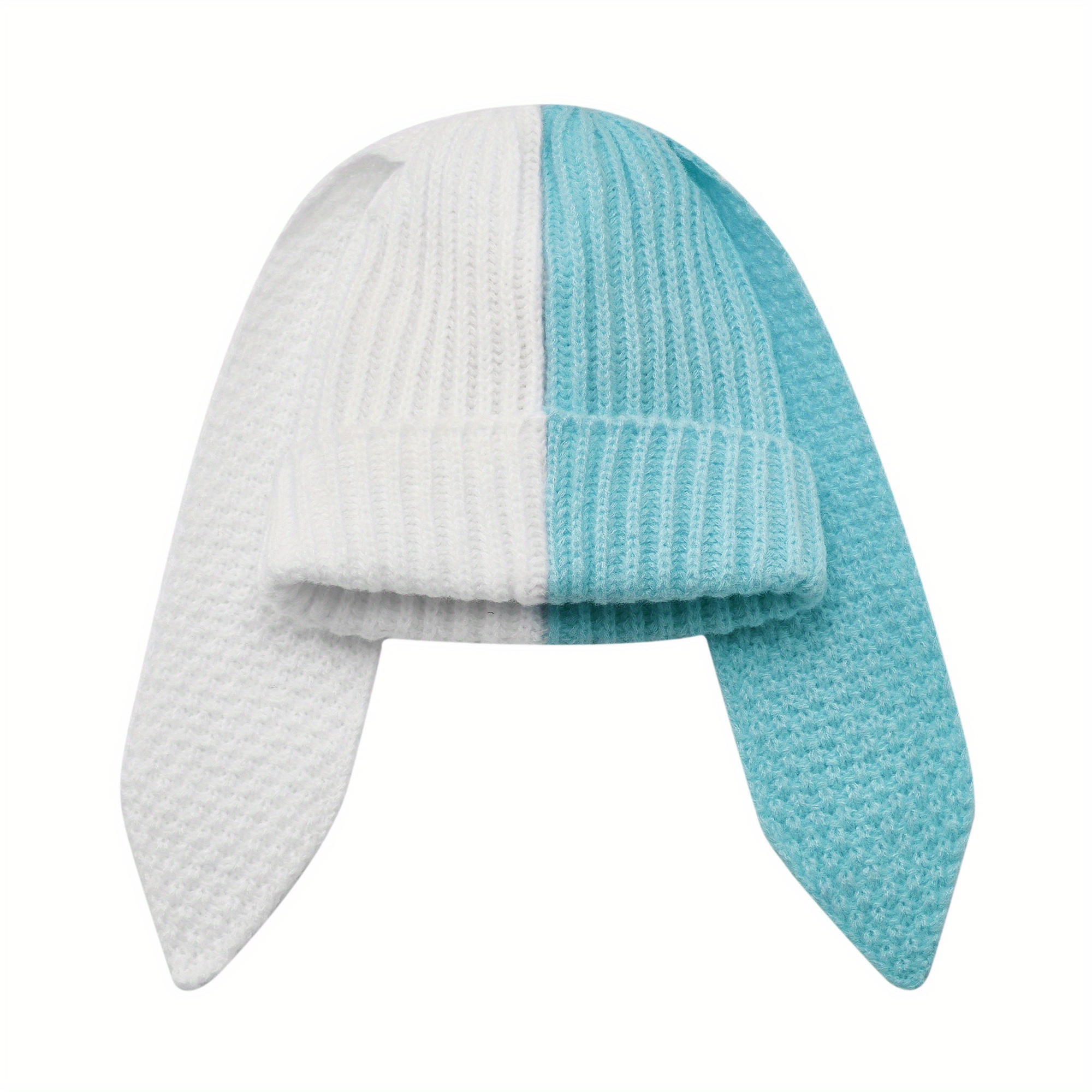 womens cute bunny ear beanie fluffy long knit rabbit crochet  display picture 3