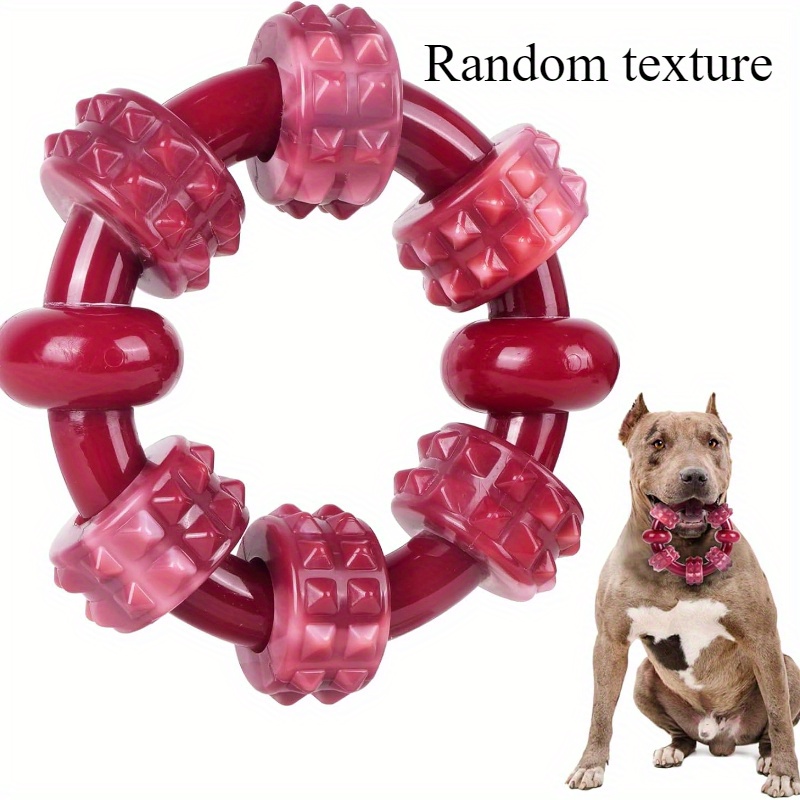 1 pack   indestructible rubber dog chew toy     with textured   durable nylon play ring for   all breeds sizes dog toy