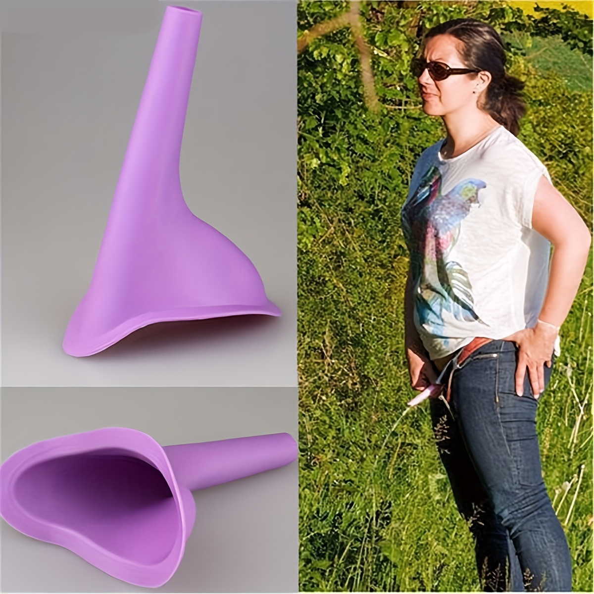 1pc Portable Female Urinal - Silicone, Funnel Design for Easy Stand-Up Pee, Ideal for Outdoor Travel & Camping, Durable & Hygienic, Green Portable Urina