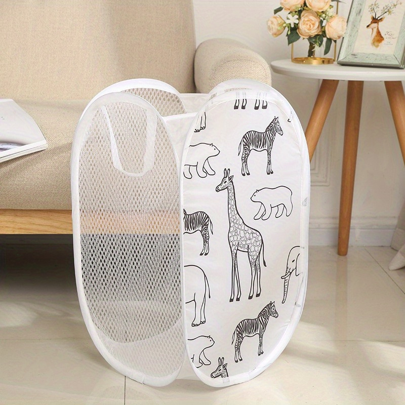 TEMU 1pc Cesta de Ropa Plegable con Malla Triangular, Almacenamiento para Lavadora y Prendas