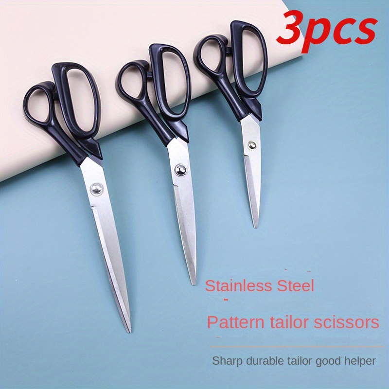 

3pcs Stainless Scissors Set - Professional 10", 9", 8" Sizes For Cloth Cutting, Ideal For Home Crafts & Office Use