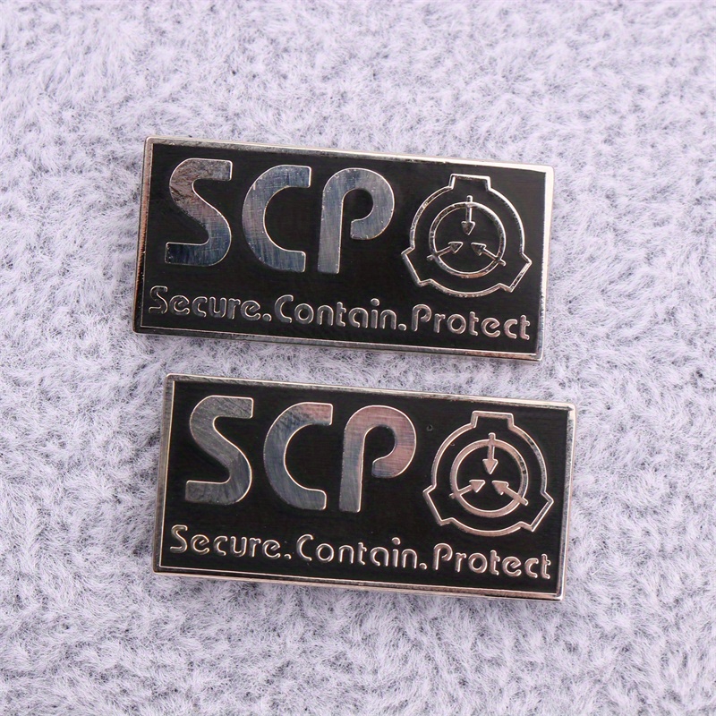 Image of 1pc/2pcs Unique Scp Logo Letter Brooch, Enhance Charm And Personality Novelty Badge, Perfect Accessory Gift For During Holidays