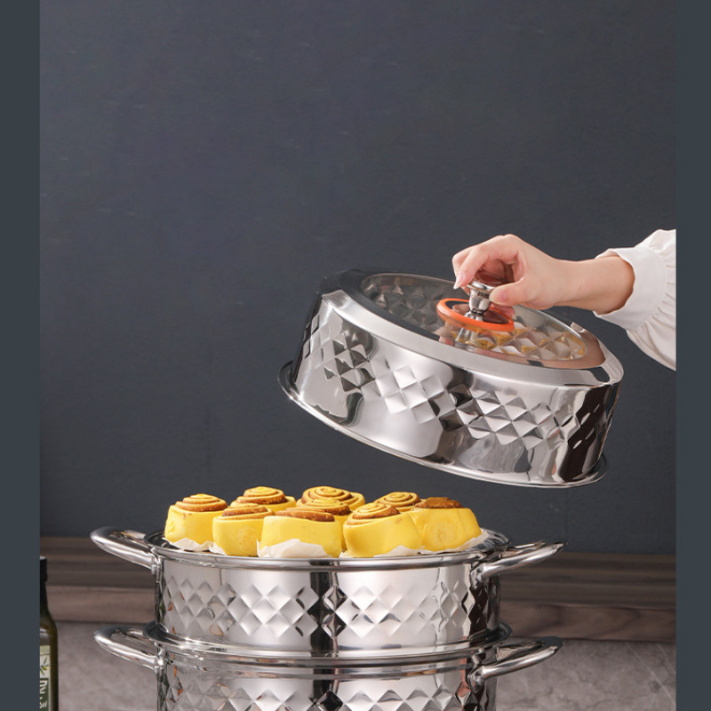 large capacity stainless steel steamer with   design transparent lid   home kitchens for autumn details 3