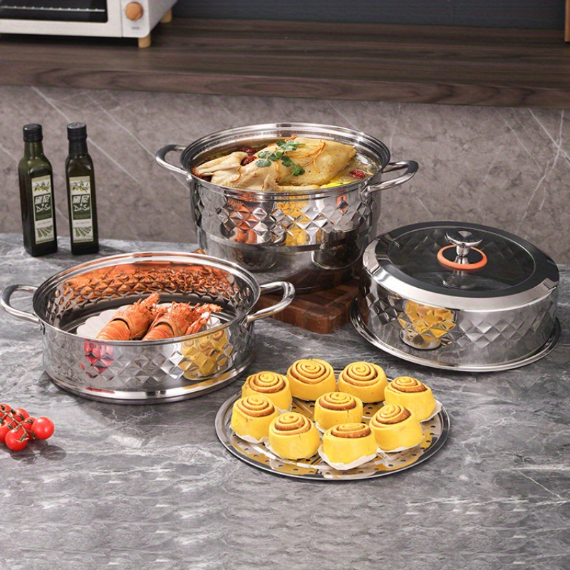 large capacity stainless steel steamer with   design transparent lid   home kitchens for autumn details 5