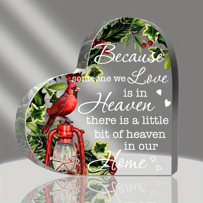 

Red Memorial Acrylic Keepsake Plaque - Sympathy Gift For Loss Of - Multipurpose Tabletop Decor With Contemporary Style - Decor - Table Centerpieces - Without Electricity, No Feather