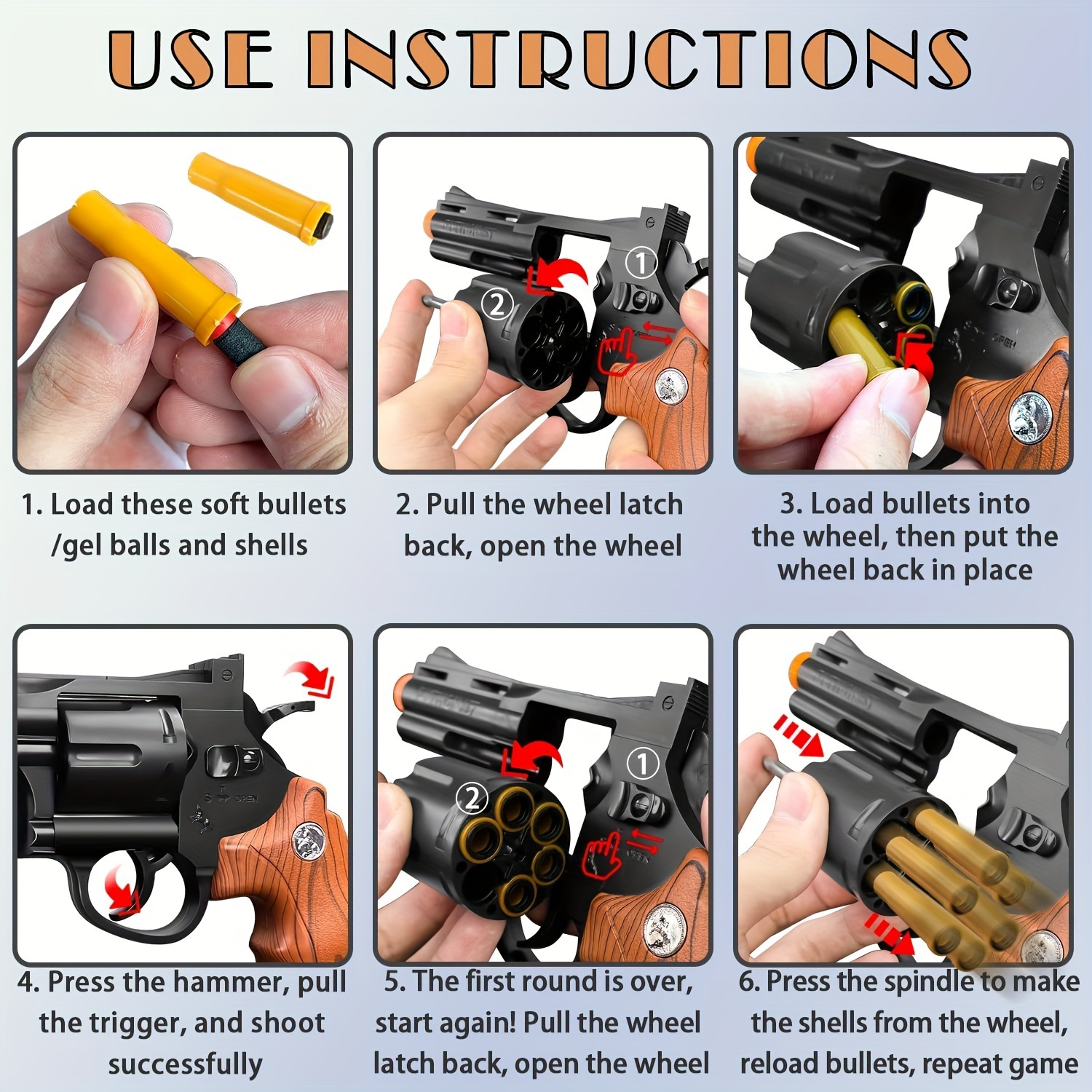 Toy B B Guns Soft Bullet Toy Gun, Toy Guns With Shell Ejecting, Toy Foam Blasters & Guns For Boys, Gift Box For Christmas Halloween Birthday For Boys Girls Adults Age 8 (black