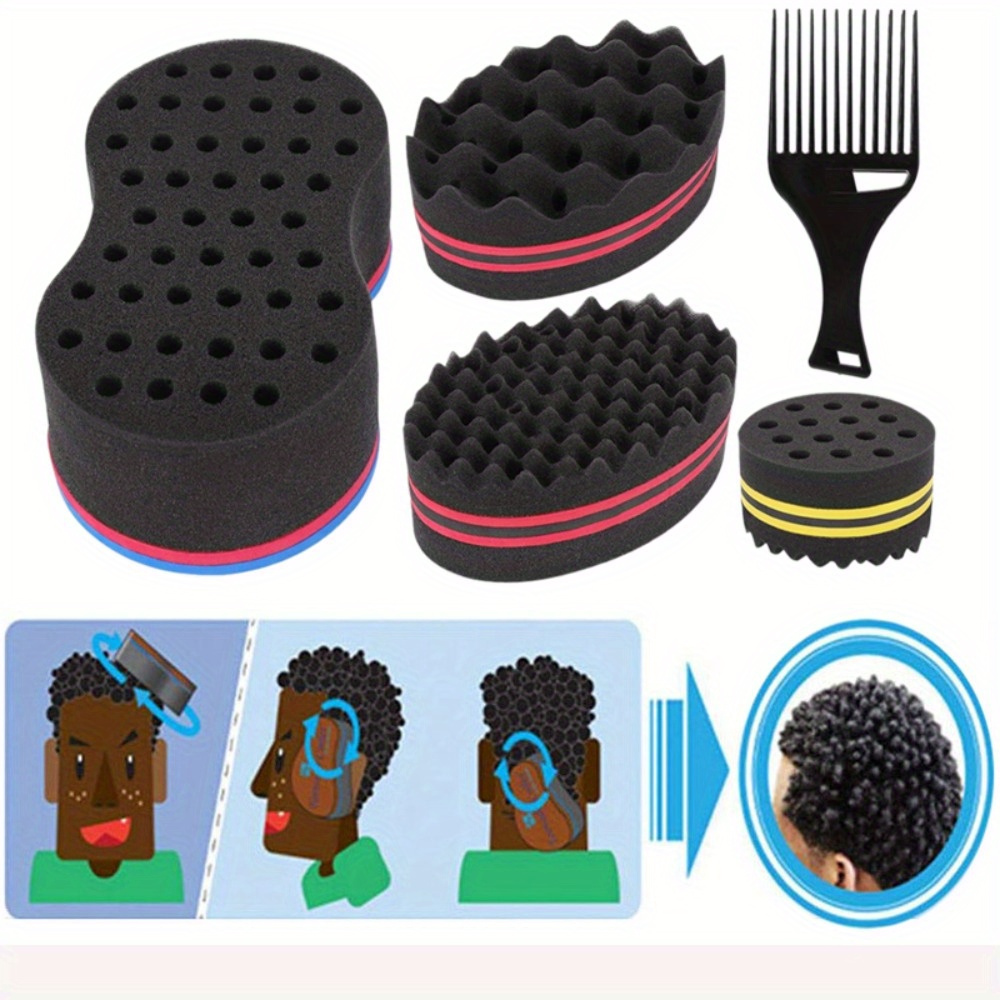 

5 Pcs Barber Sponge Brushes Set, Hair Styling Care Tool Set, Afro Curly Hair Care Tool, For Men And Women