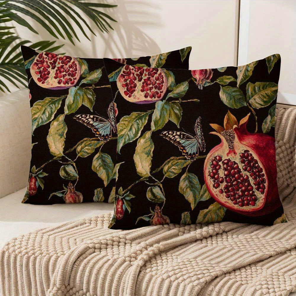 TEMU Hemitong Red Pomegranate Dekoratív Díszpárnahuzatok, Cseresznye Design Négyszögletes Párnahuzatok Cipzárral, Párnahuzatok Kanapéhoz, Kanapéhoz,